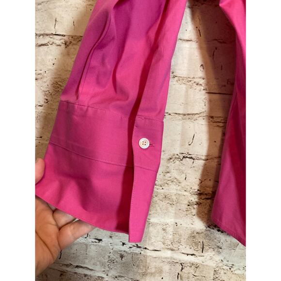 Talbots Haberdashery Top Womens 16 Hot Pink Button Up Wrinkle‎ Resistant Cotton - Picture 2 of 12